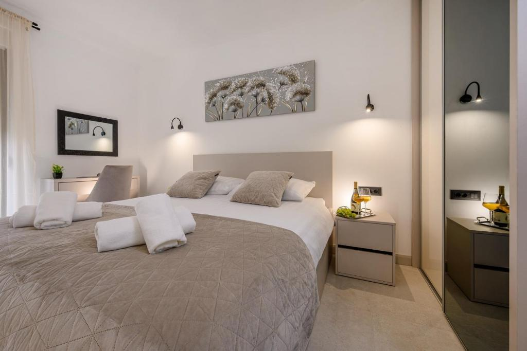 Master bedroom in linen tones