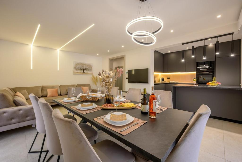 Dining table with open kitchen