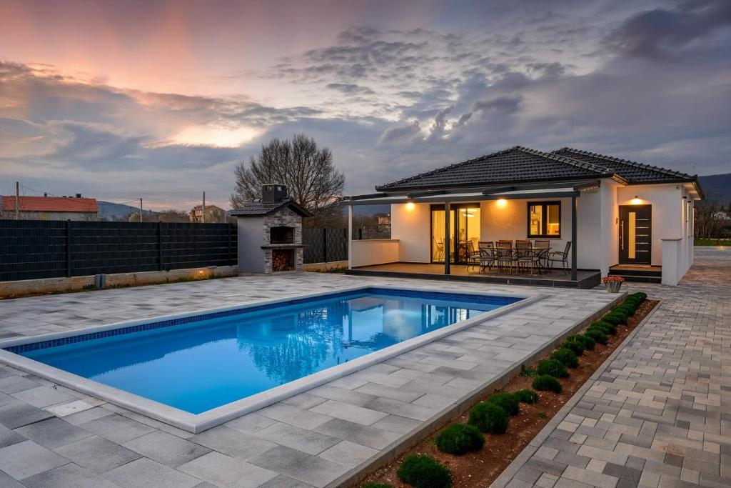 Heated pool at sunset